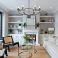 Round Metal Candle-Style Chandelier with LED, 6 or 9 Lights