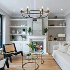 Round Metal Candle-Style Chandelier with LED, 6 or 9 Lights