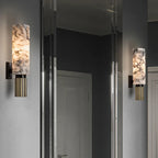 Marble Wall Light with LED and Natural Stone Shade, 13 x 9 x 34cm