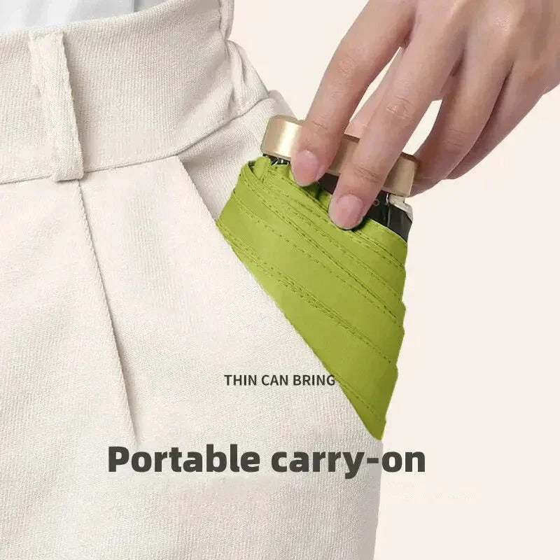 Compact Folding Travel Umbrella, UV Coating, Windproof Frame