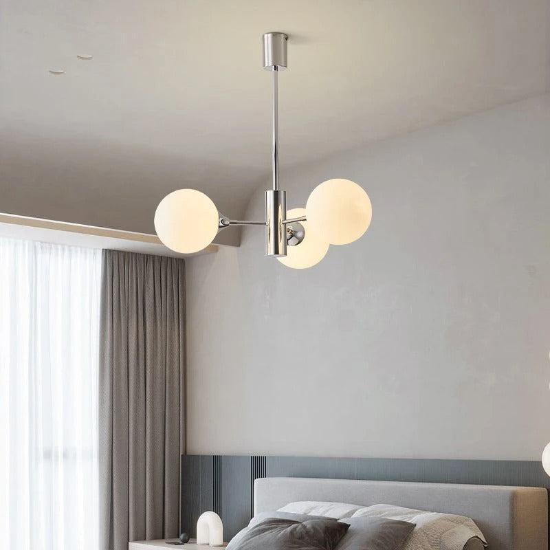 Cut Glass Globe Chandelier with Chrome Frame, 3, 5 or 8 Lights
