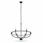Round Metal Candle-Style Chandelier with LED, 6 or 9 Lights