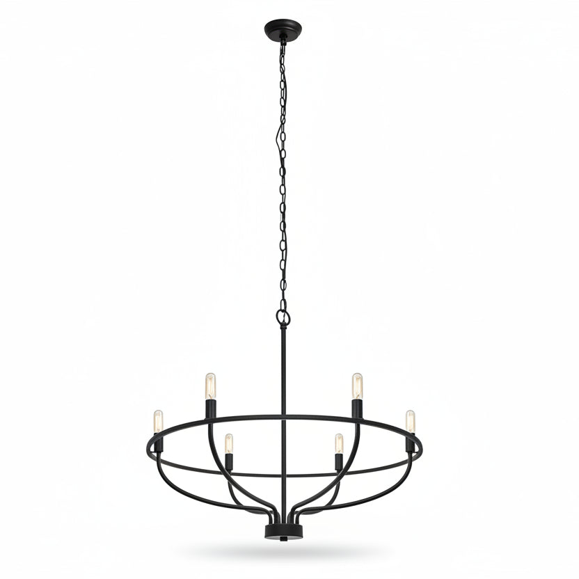 Round Metal Candle-Style Chandelier with LED, 6 or 9 Lights