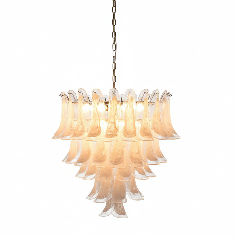 Glass Petal Chandelier, Dimmable LED, Gold or Chrome