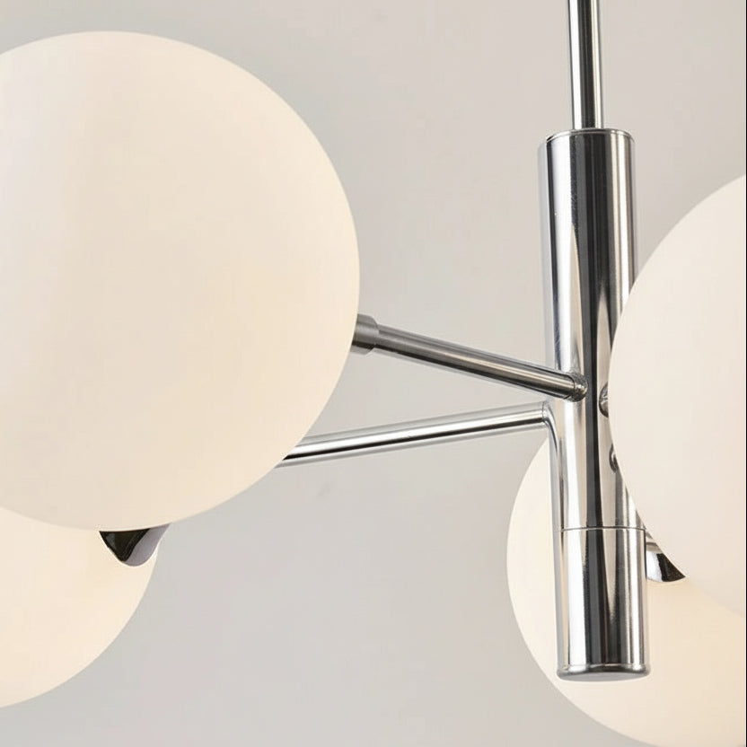 Cut Glass Globe Chandelier with Chrome Frame, 3, 5 or 8 Lights