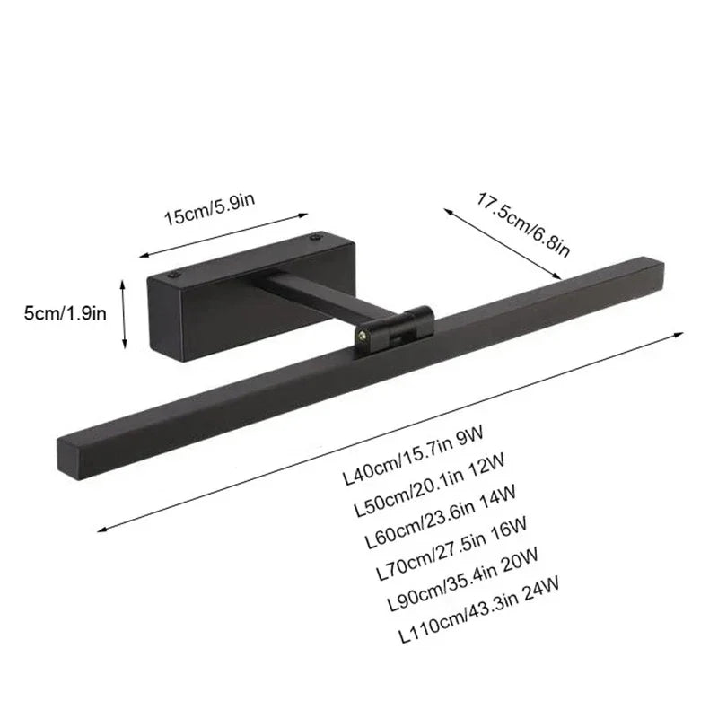 LED Mirror Light, Aluminium and Acrylic, 40 to 110 cm