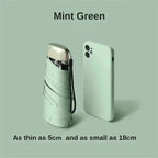 Compact Folding Travel Umbrella, UV Coating, Windproof Frame