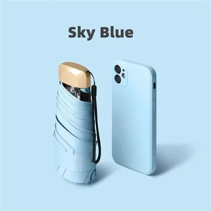 Compact Folding Travel Umbrella, UV Coating, Windproof Frame