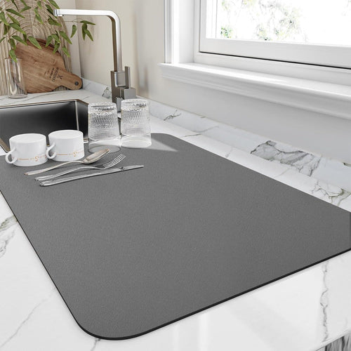 Absorbent Dish Drying Mat with Non-Slip Rubber Base