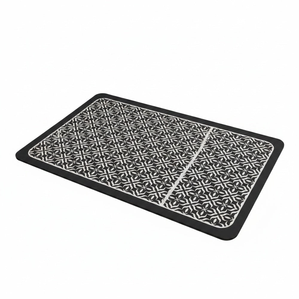 Absorbent Dish Drying Mat with Geometric Tile Pattern