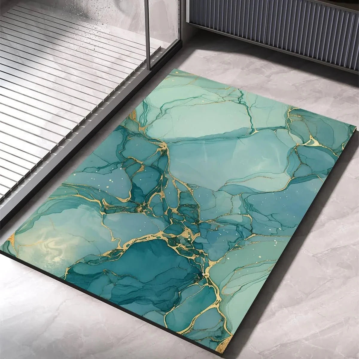 Marble Effect Diatomite Bath Mat, Non-Slip and Quick-Dry
