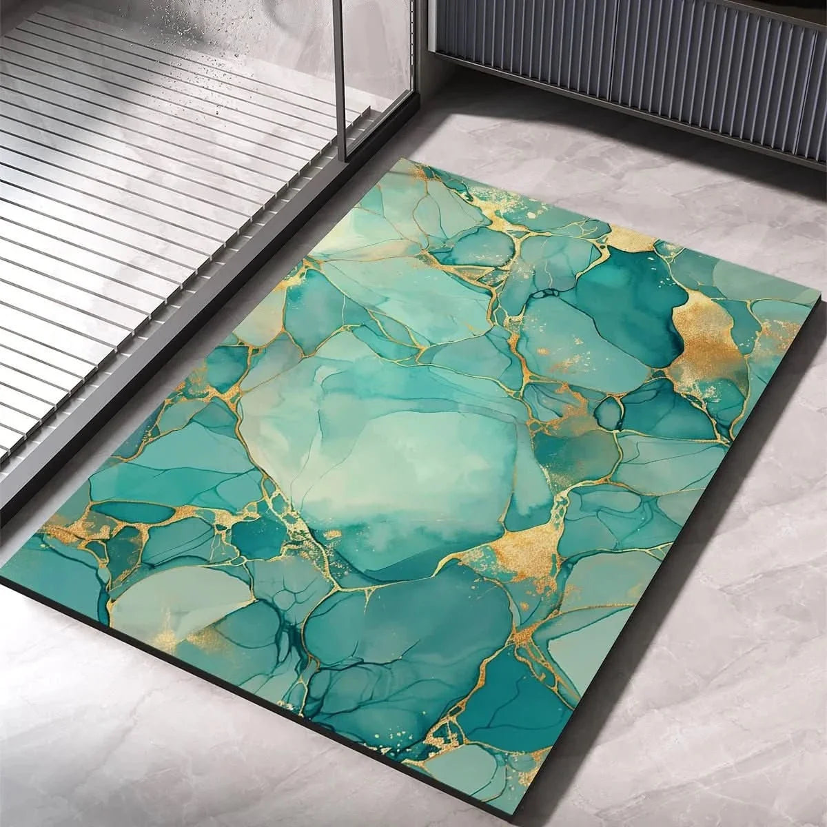 Marble Effect Diatomite Bath Mat, Non-Slip and Quick-Dry