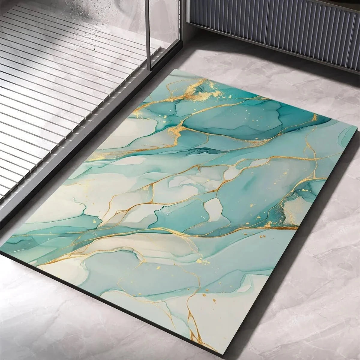 Marble Effect Diatomite Bath Mat, Non-Slip and Quick-Dry