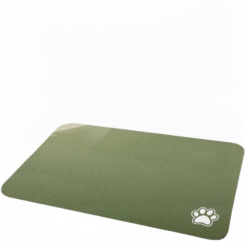 Absorbent Pet Bowl Mat with Paw Motif and Diatomite Layer