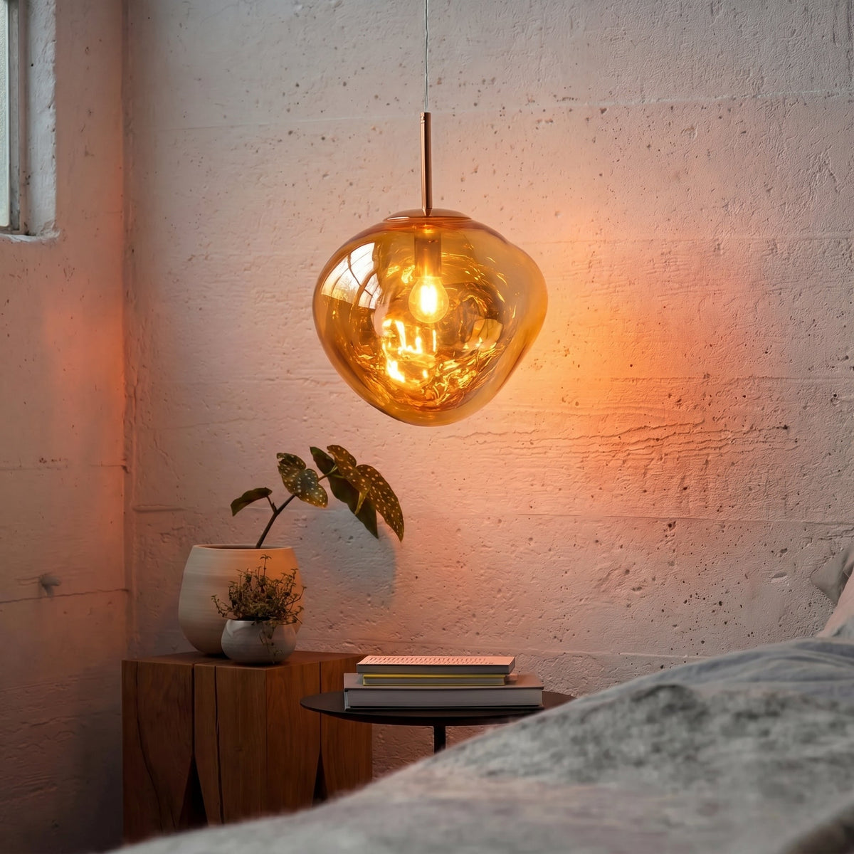 Mirrored Metal Globe Pendant Light, Warm White 3000K LED