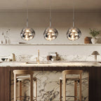 Mirrored Metal Globe Pendant Light, Warm White 3000K LED