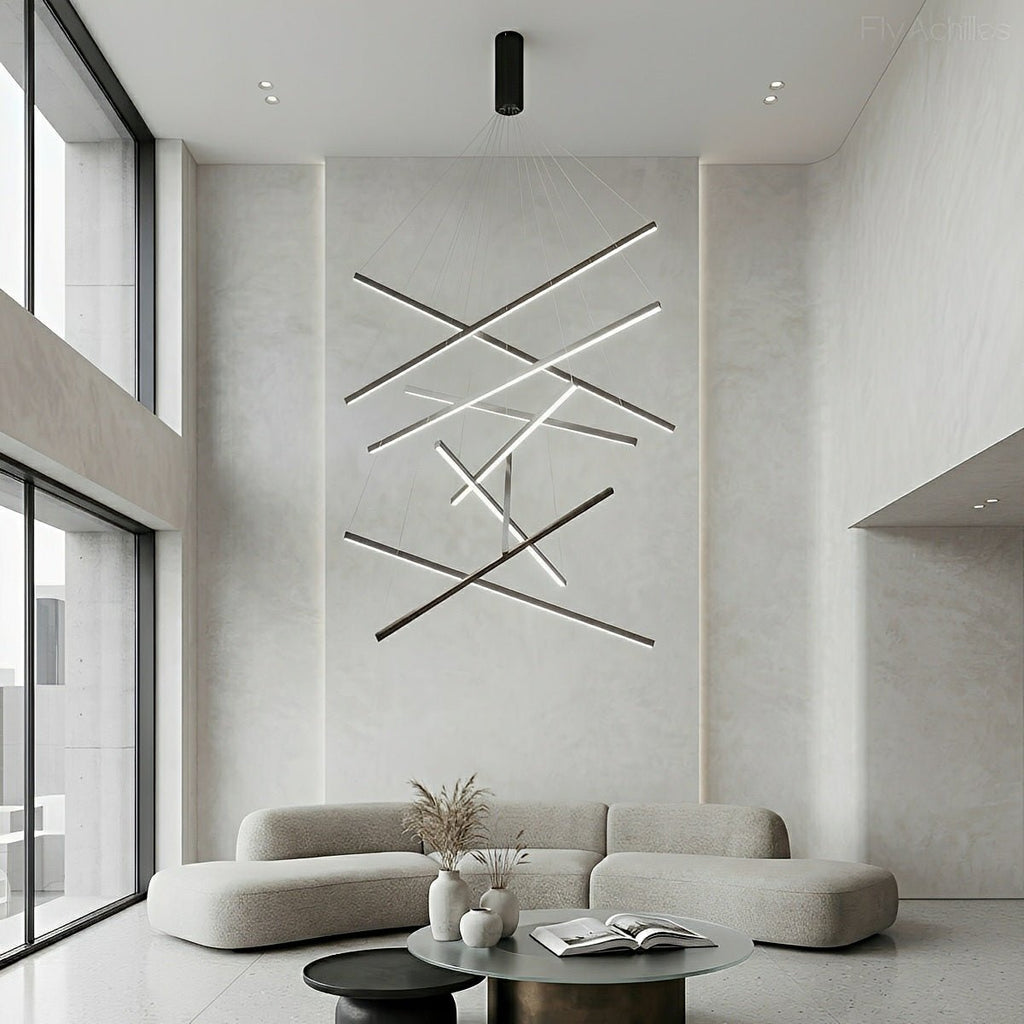 Tiered Black LED Pendant Chandelier, Dimmable with Remote