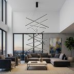 Tiered Black LED Pendant Chandelier, Dimmable with Remote