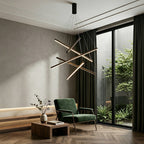 Tiered Black LED Pendant Chandelier, Dimmable with Remote