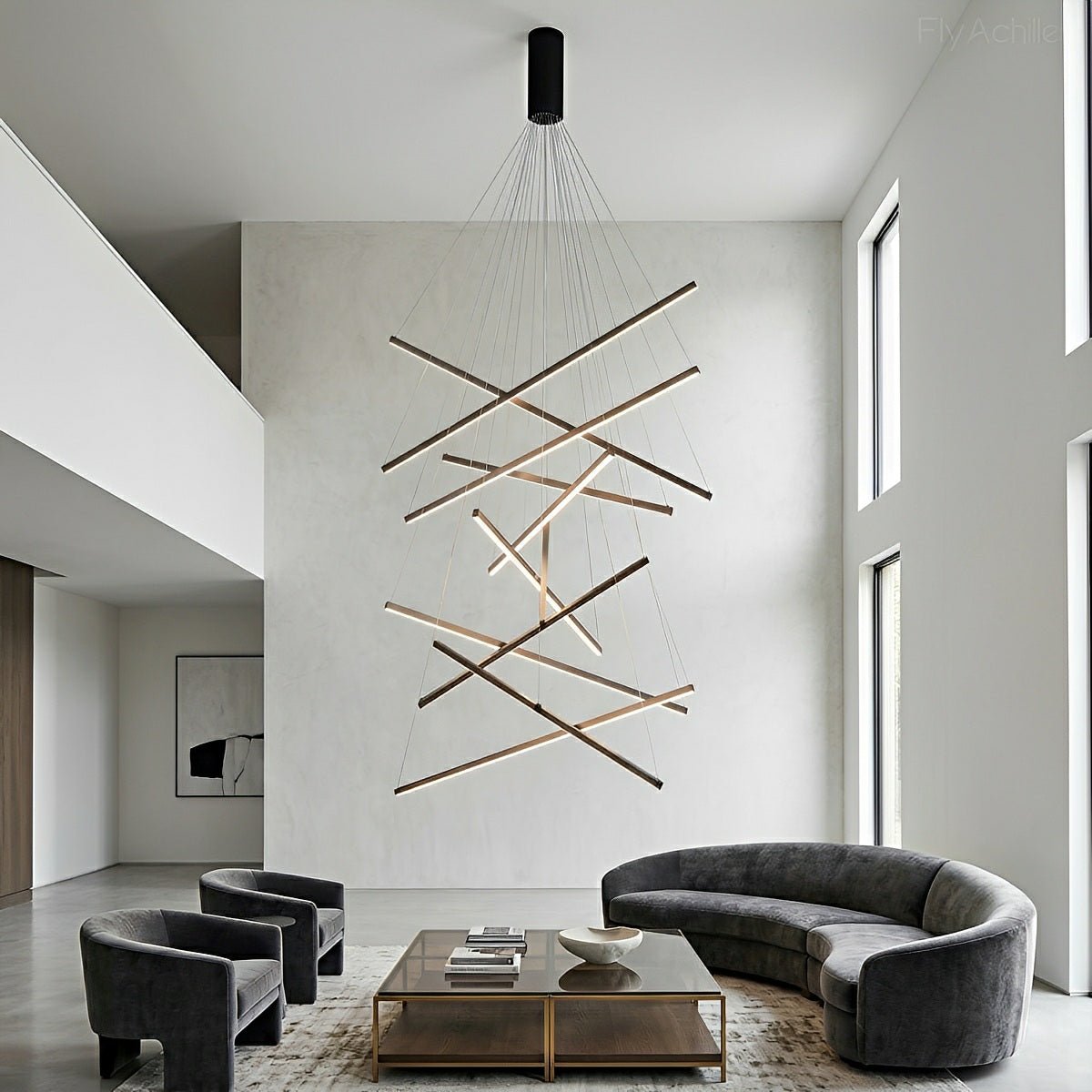 Tiered Black LED Pendant Chandelier, Dimmable with Remote