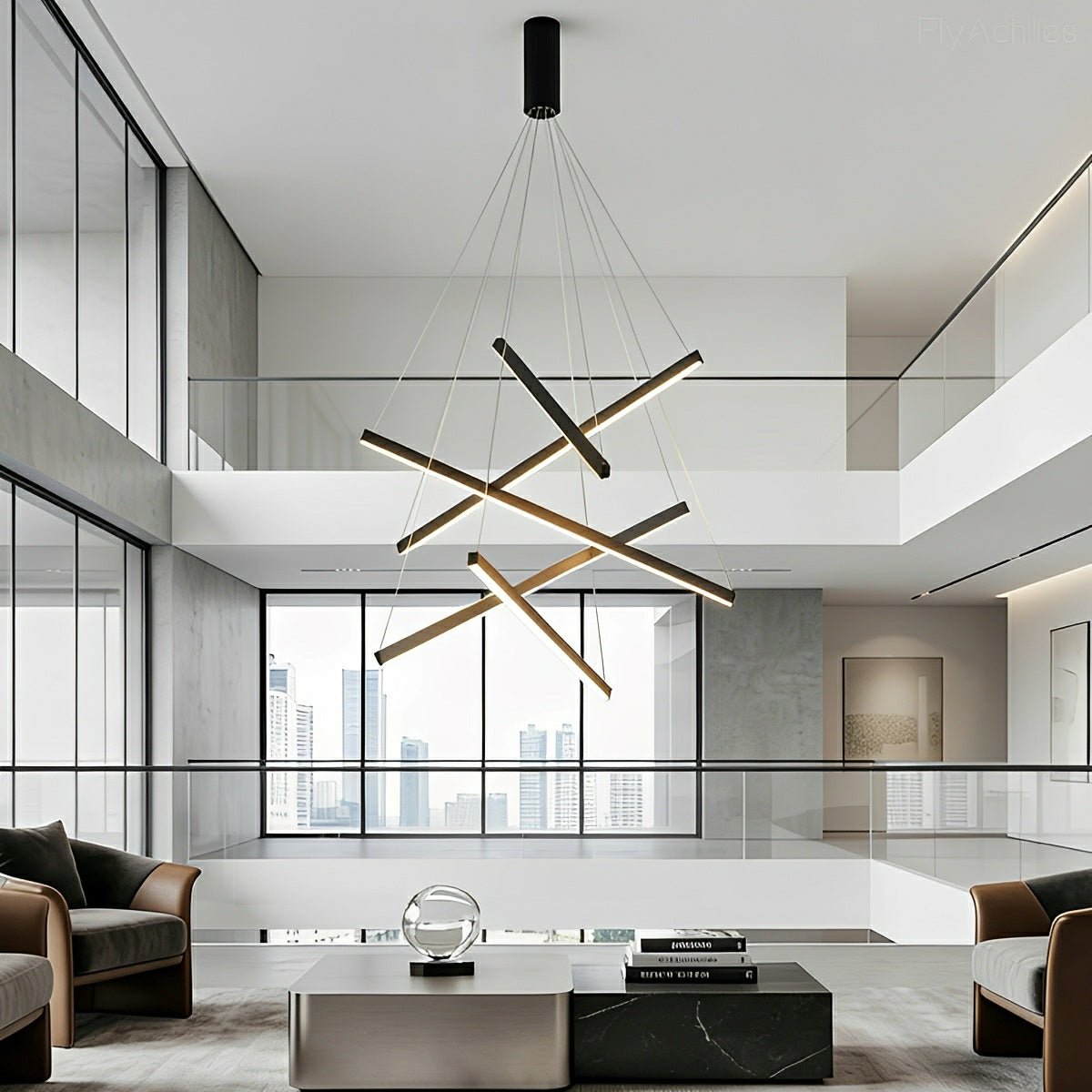 Tiered Black LED Pendant Chandelier, Dimmable with Remote