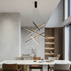 Tiered Black LED Pendant Chandelier, Dimmable with Remote