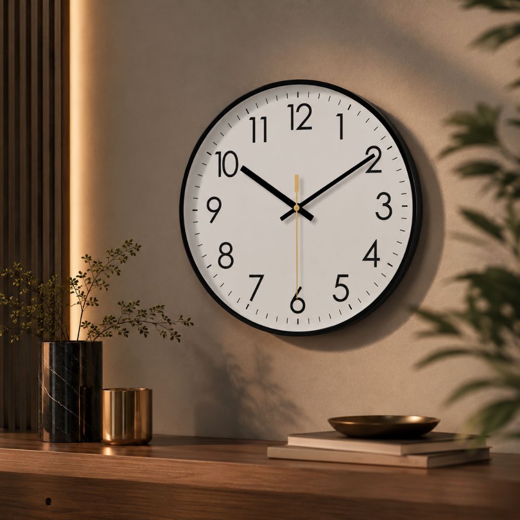 Scandinavian Silent Wall Clock in Black, White or Gold