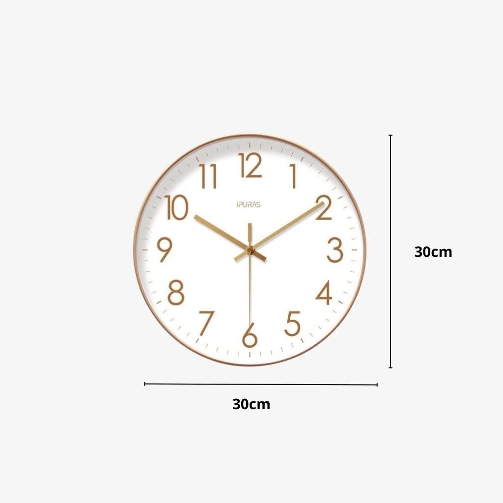 Scandinavian Silent Wall Clock in Black, White or Gold