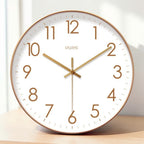 Scandinavian Silent Wall Clock in Black, White or Gold