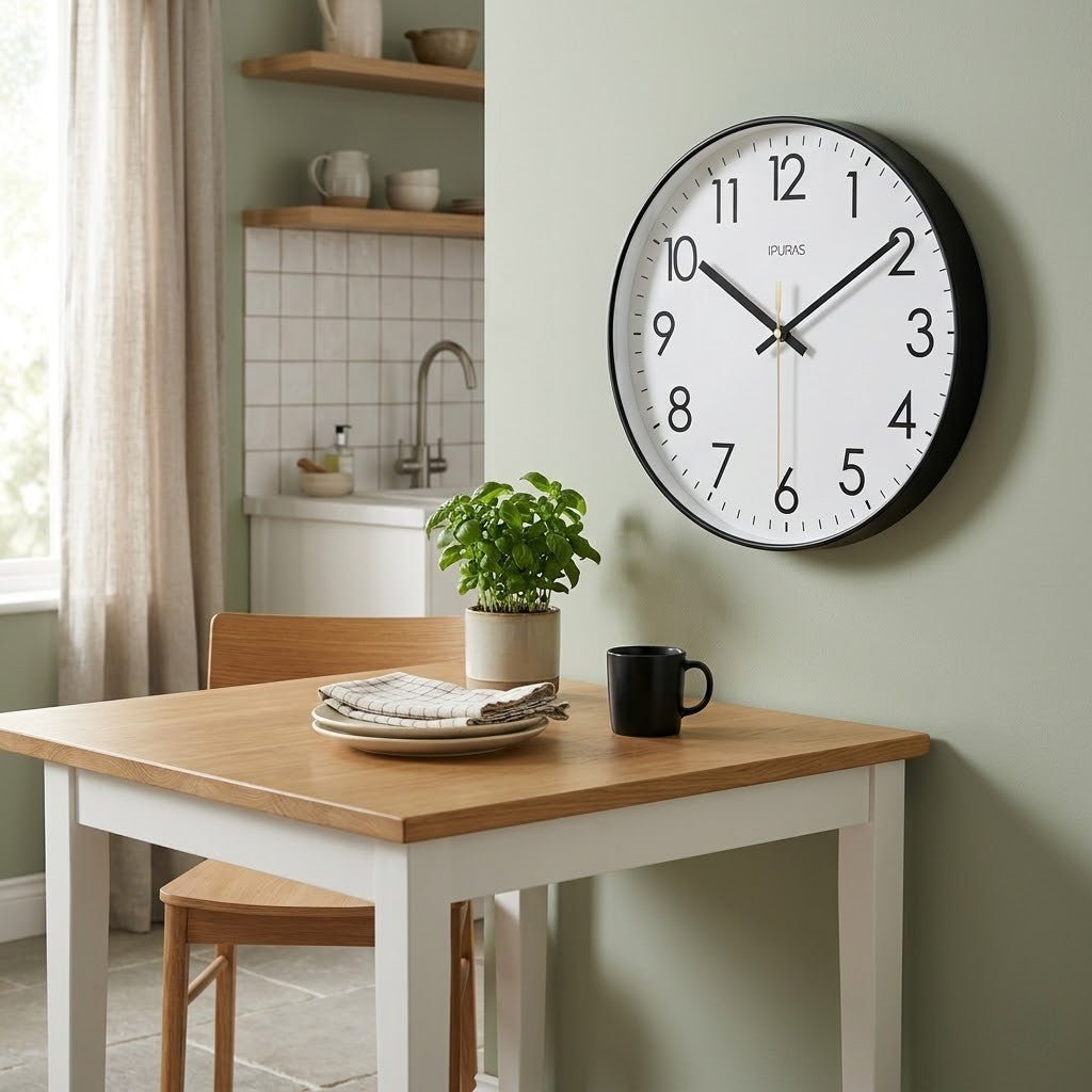Scandinavian Silent Wall Clock in Black, White or Gold