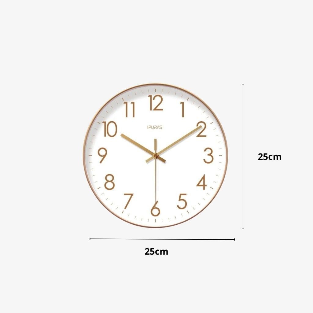 Scandinavian Silent Wall Clock in Black, White or Gold