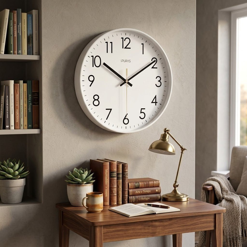 Scandinavian Silent Wall Clock in Black, White or Gold