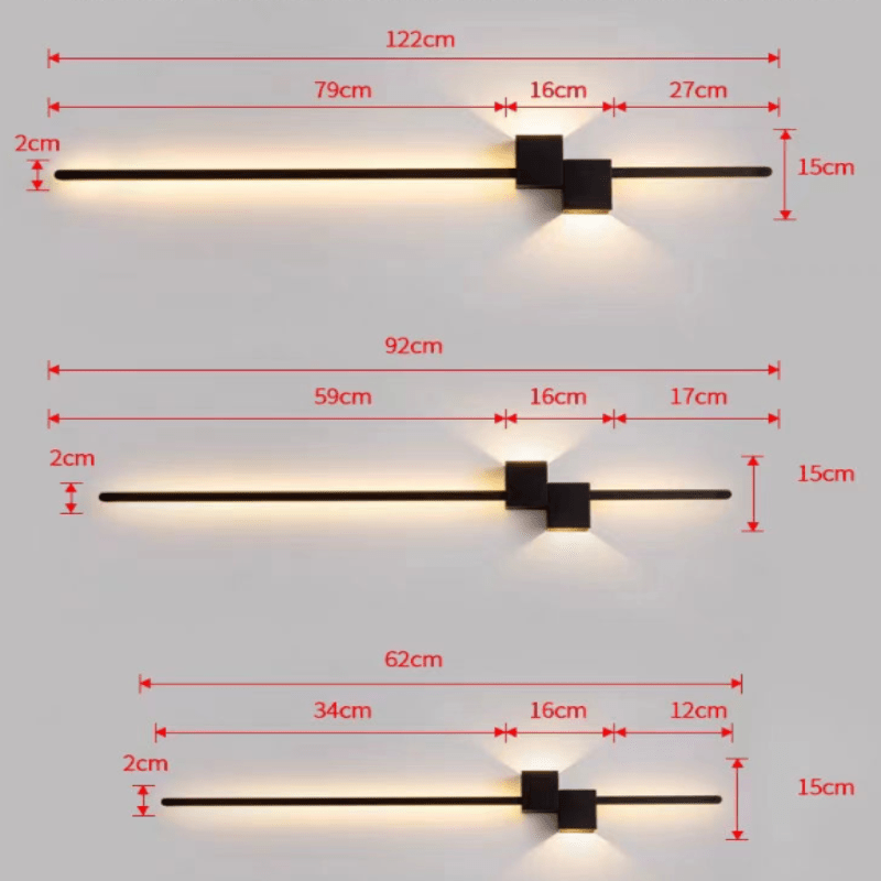 Minimalist Linear LED Wall Light with Indirect Glow, 62 cm