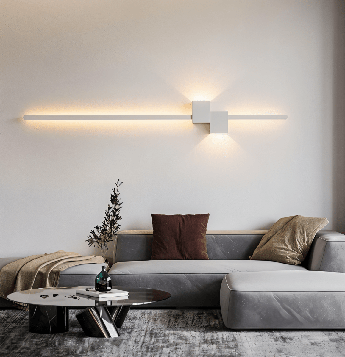 Minimalist Linear LED Wall Light with Indirect Glow, 62 cm