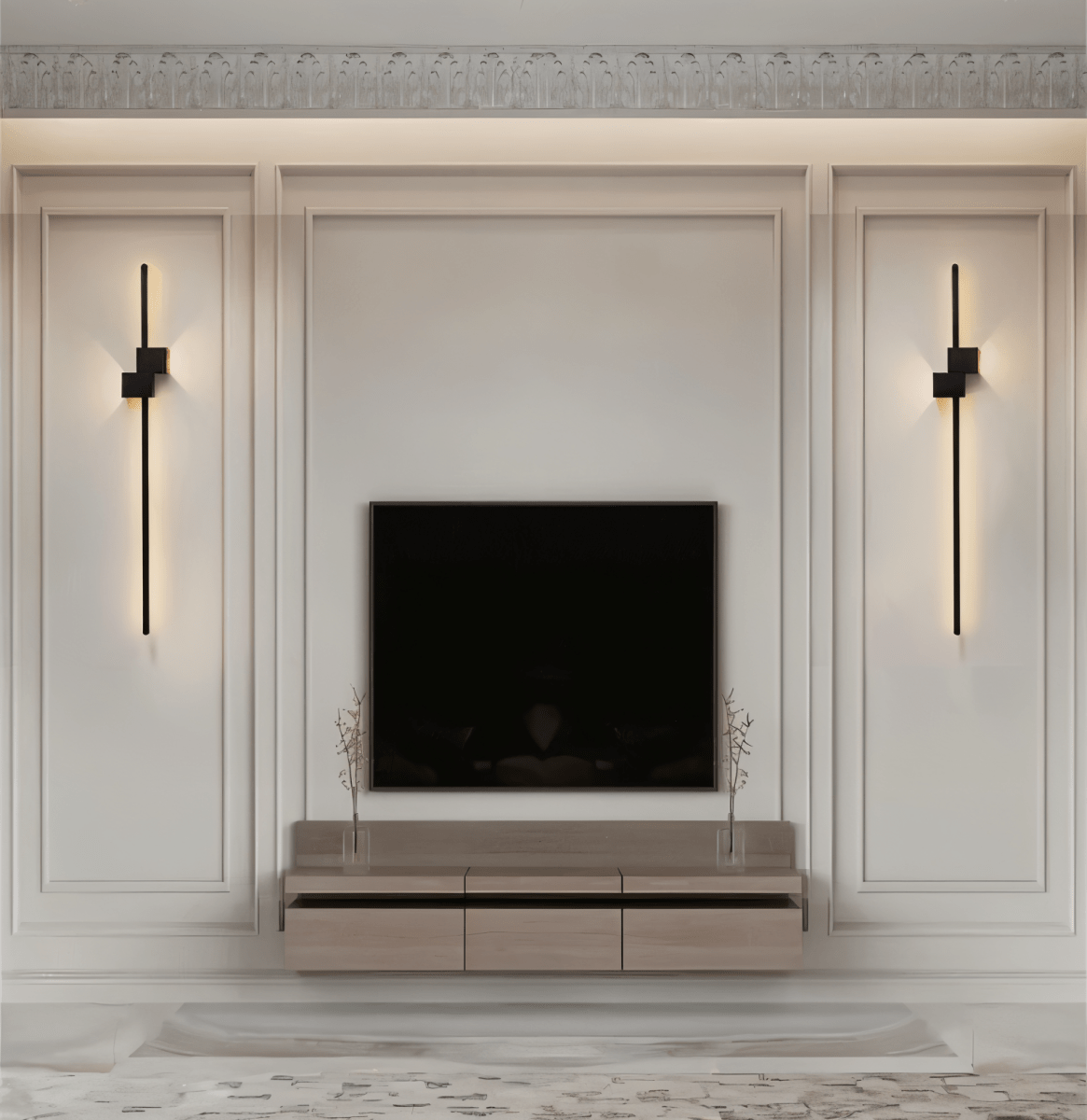 Minimalist Linear LED Wall Light with Indirect Glow, 62 cm