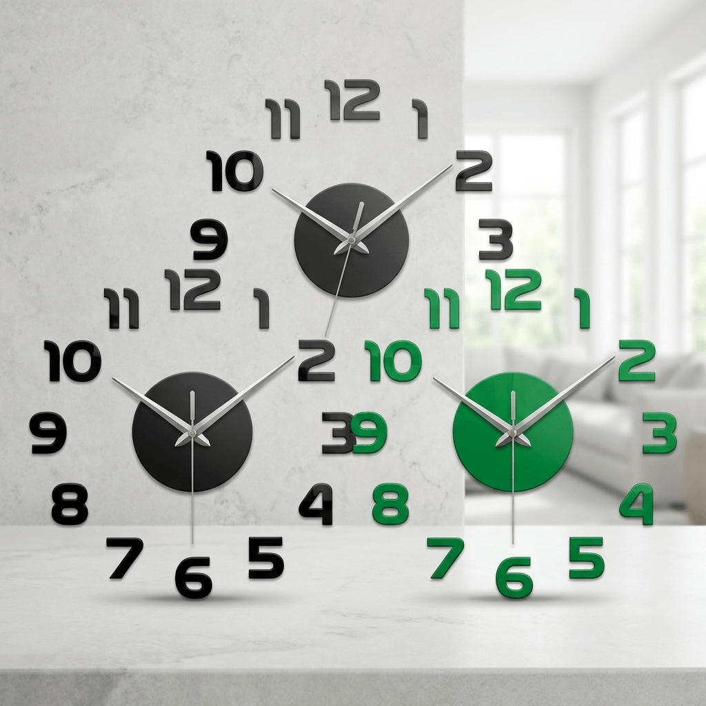 Frameless 3D Acrylic Wall Clock with Glow-in-the-Dark Numerals