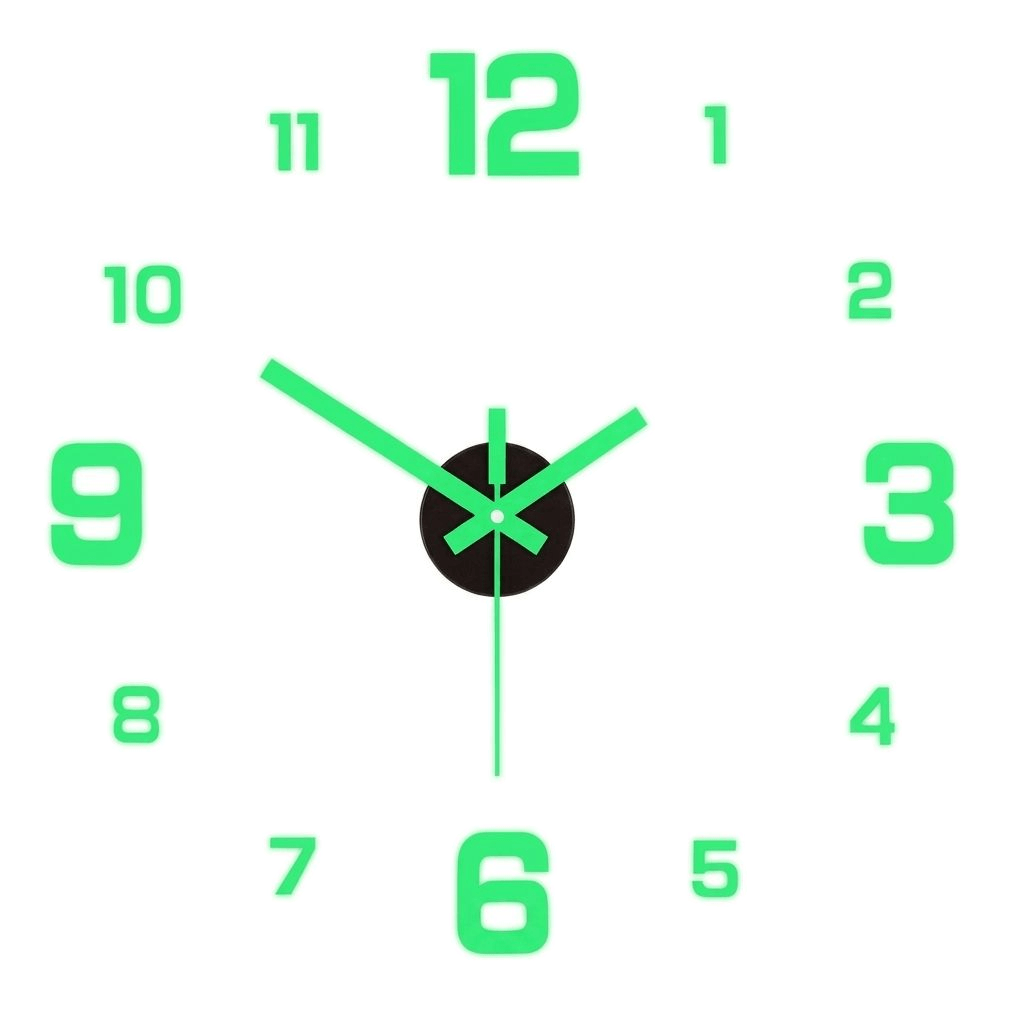 Frameless 3D Acrylic Wall Clock with Glow-in-the-Dark Numerals