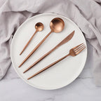24-Piece Stainless Steel Cutlery Set with Gold Titanium Finish