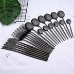 24-Piece Stainless Steel Cutlery Set with Gold Titanium Finish