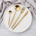 24-Piece Stainless Steel Cutlery Set with Gold Titanium Finish