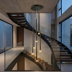 Vertical LED Cascade Chandelier for Stairwells, Black or Gold