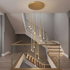 Vertical LED Cascade Chandelier for Stairwells, Black or Gold