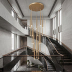 Vertical LED Cascade Chandelier for Stairwells, Black or Gold