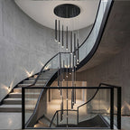 Vertical LED Cascade Chandelier for Stairwells, Black or Gold