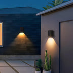 Solar Up and Down Outdoor Wall Light, Black Aluminium, IP65