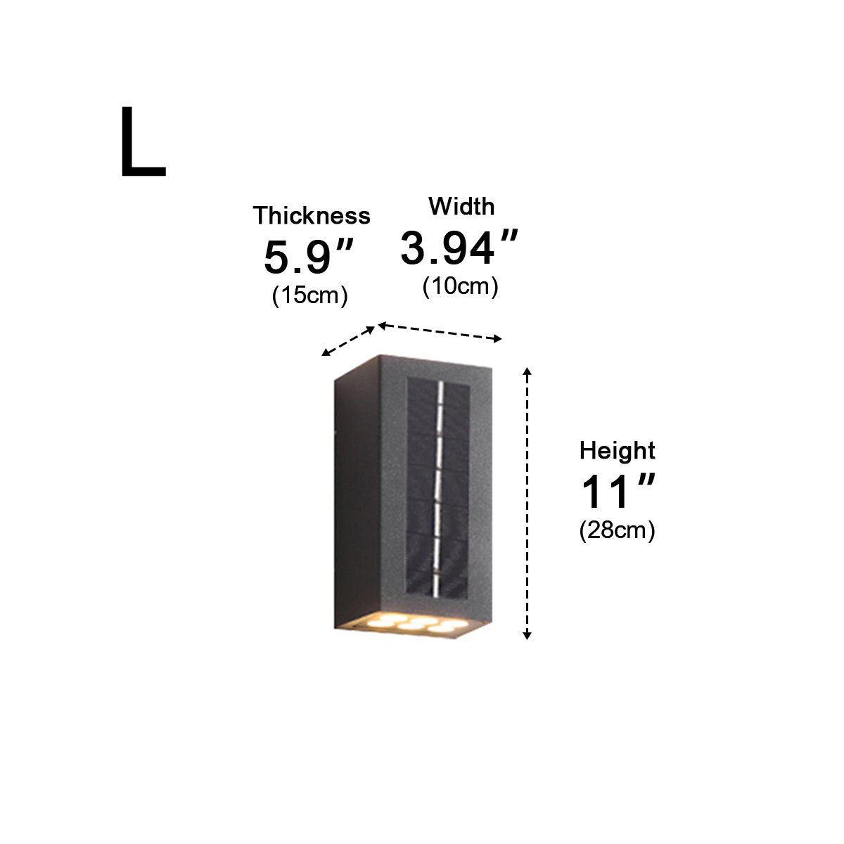 Solar Up and Down Outdoor Wall Light, Black Aluminium, IP65