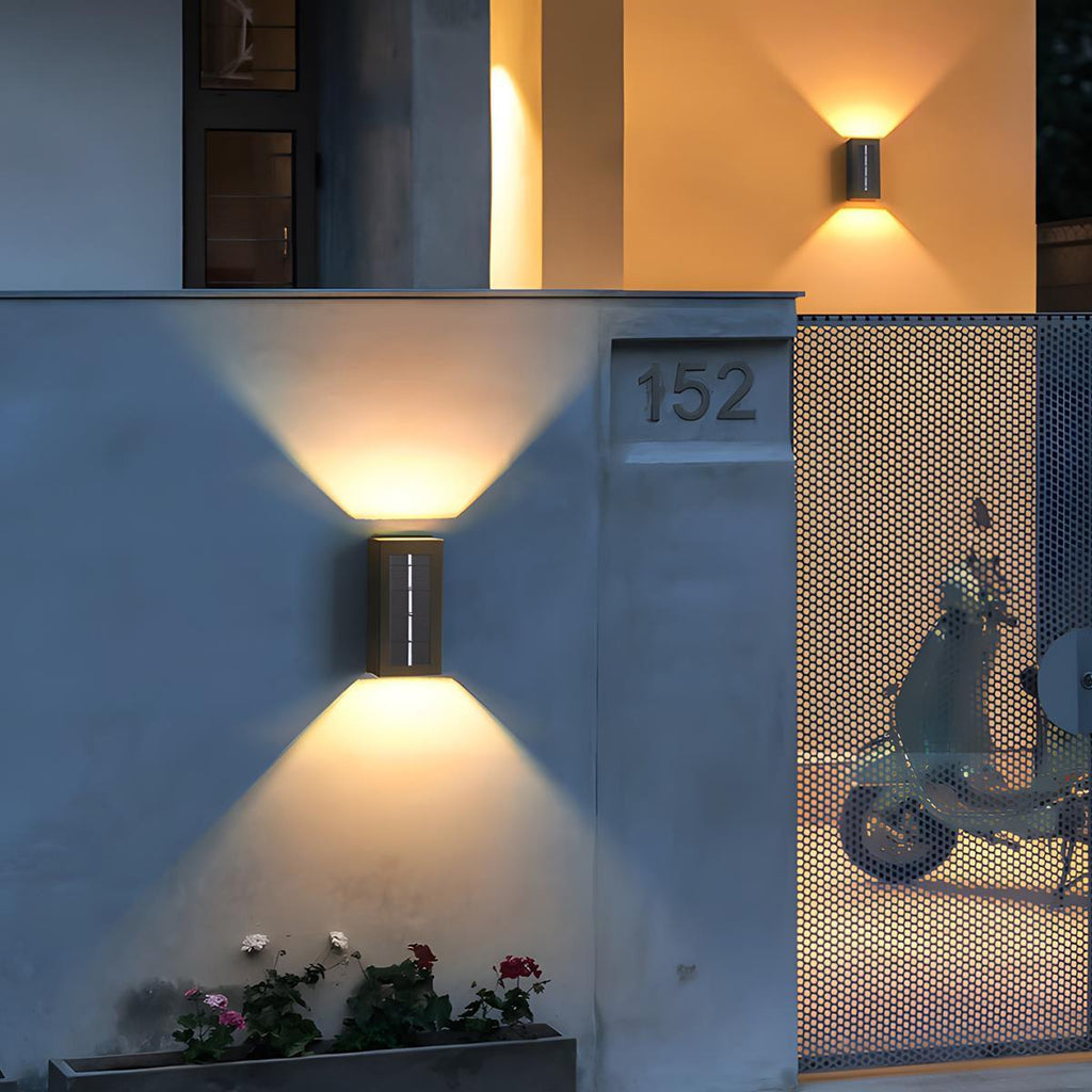 Solar Up and Down Outdoor Wall Light, Black Aluminium, IP65