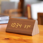 Wooden Digital LED Clock, Dimmable Display, USB Powered