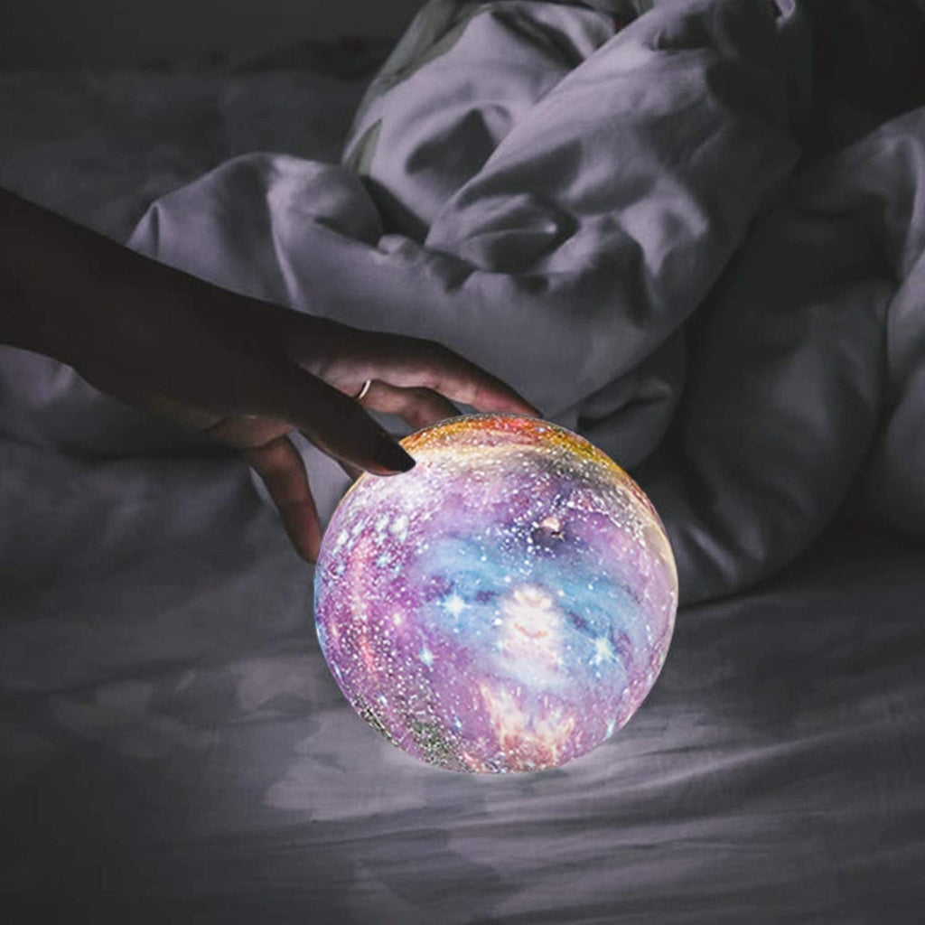 3D Moon Lamp with Wooden Stand, 16 Colours, Cordless