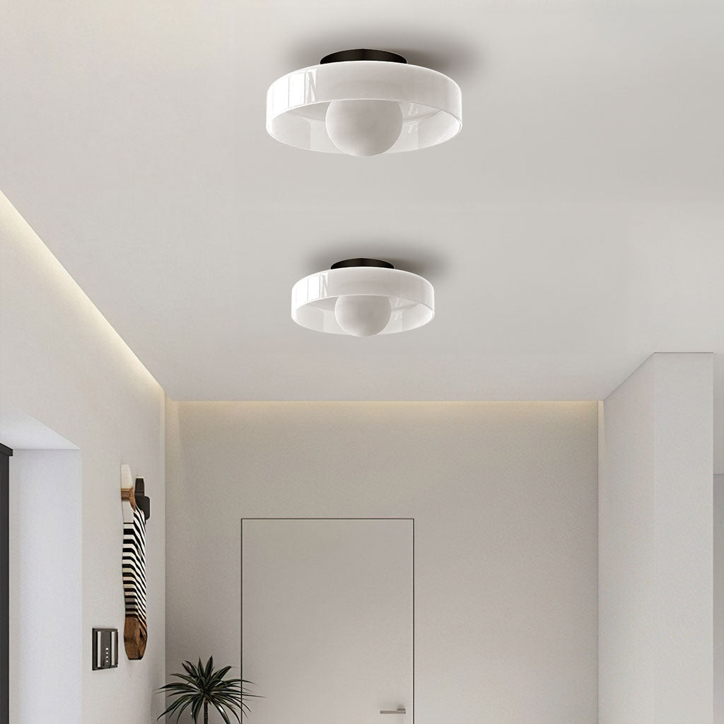 Frosted Glass Disc Flush Ceiling Light, 25cm or 35cm, G9